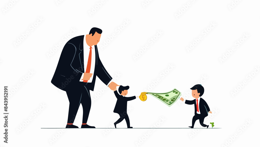 Fototapeta premium Currency Exchange: People Exchanging Cash