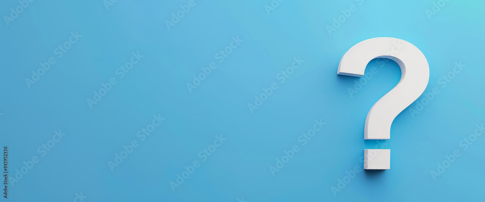 Naklejka premium White Question Marks on blue pastel background