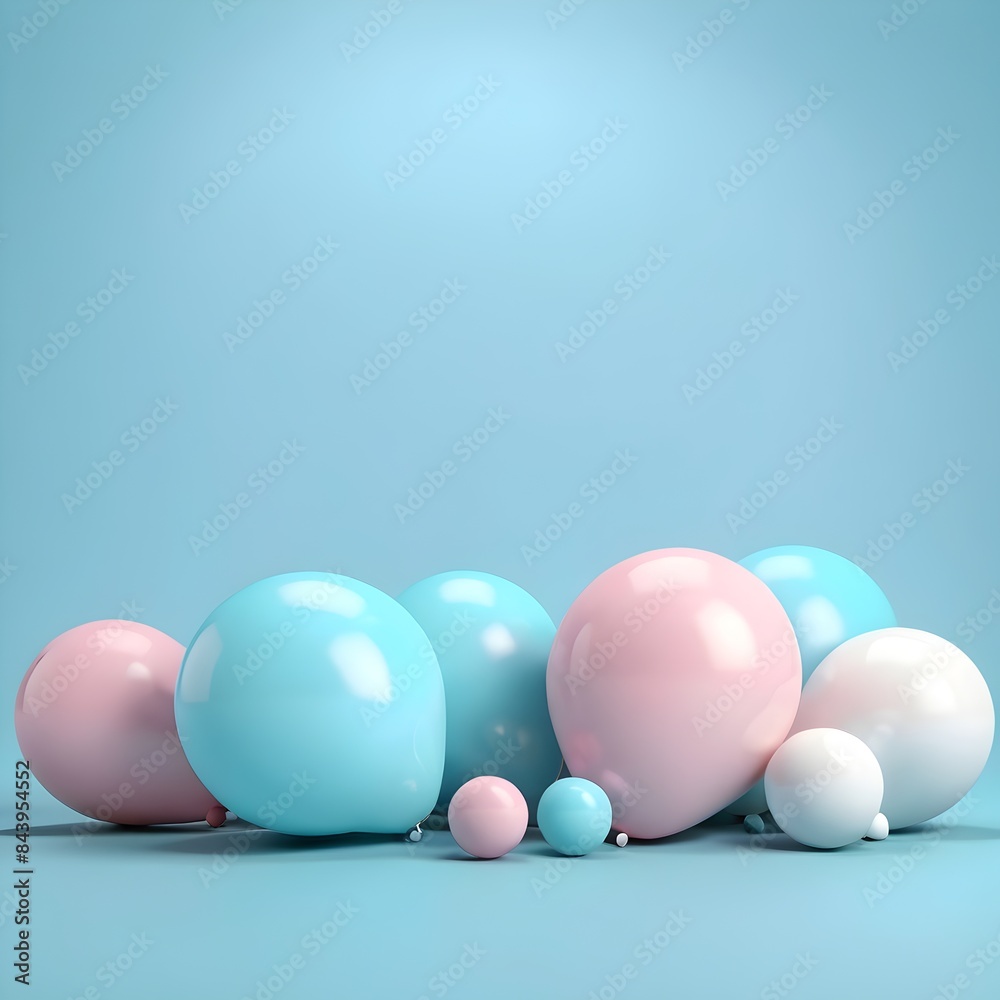 Vibrant Balloons Against Pastel Blue Background Vibrant Balloons Against Pastel Blue Background