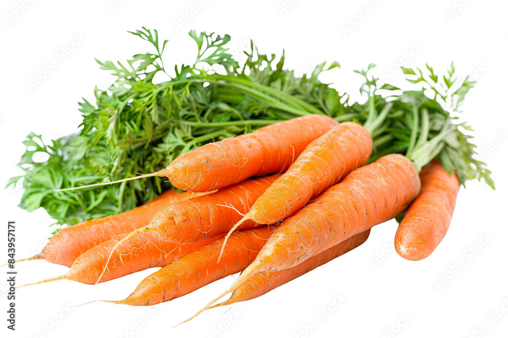 Bunch of fresh carrots with leaves on a transparent background Bunch of fresh carrots with leaves on a transparent background