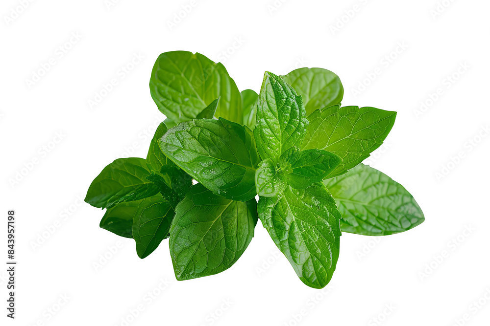 Fresh mint leaves on a transparent background