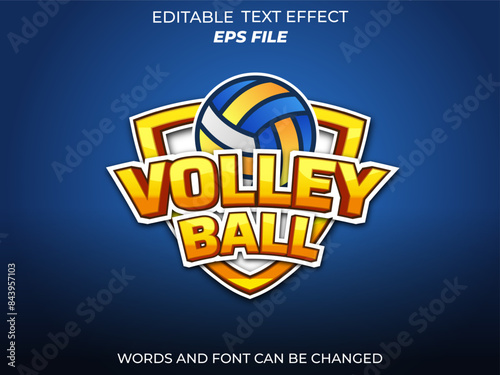 volley ball text effect, font editable, typography, 3d text for games. vector template