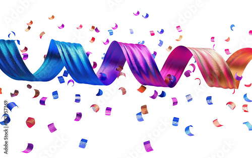 Colorful ribbons and confetti on a Transparent background © Pepper
