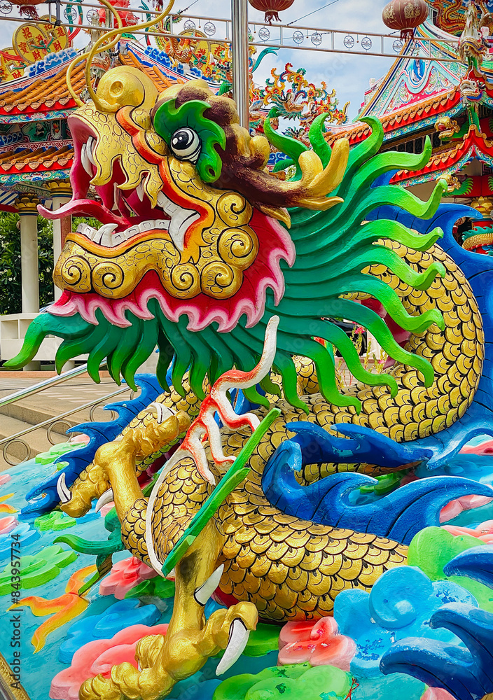 Dragon statue, dragon symbol, dragon Chinese, is a beautiful Thai and Chinese architecture of shrine, temple. A symbol of good luck and prosperity during the Chinese New Year celebrations. Dragon statue, dragon symbol, dragon Chinese, is a beautiful Thai and Chinese architecture of shrine, temple. A symbol of good luck and prosperity during the Chinese New Year celebrations.