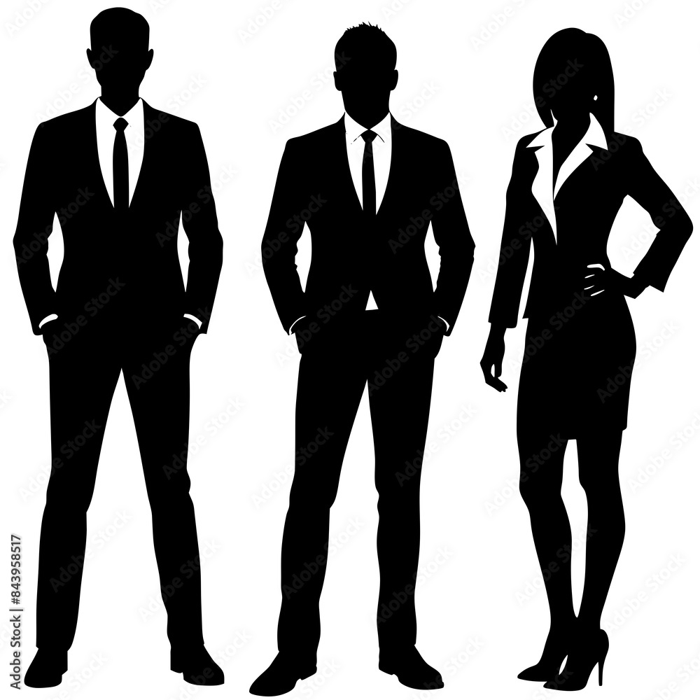Vector silhouette of people at work representing business men and women on white background Vector silhouette of people at work representing business men and women on white background