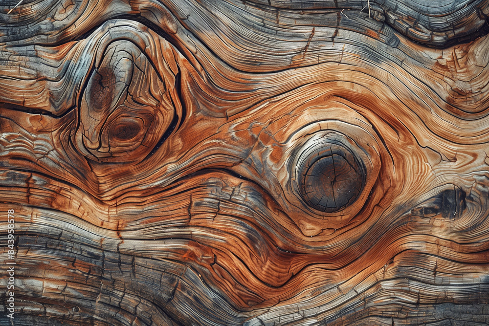 A piece of wood with a burnt and charred appearance. The wood is split into two pieces, with one piece being slightly larger than the other. The burnt wood has a rustic and aged look