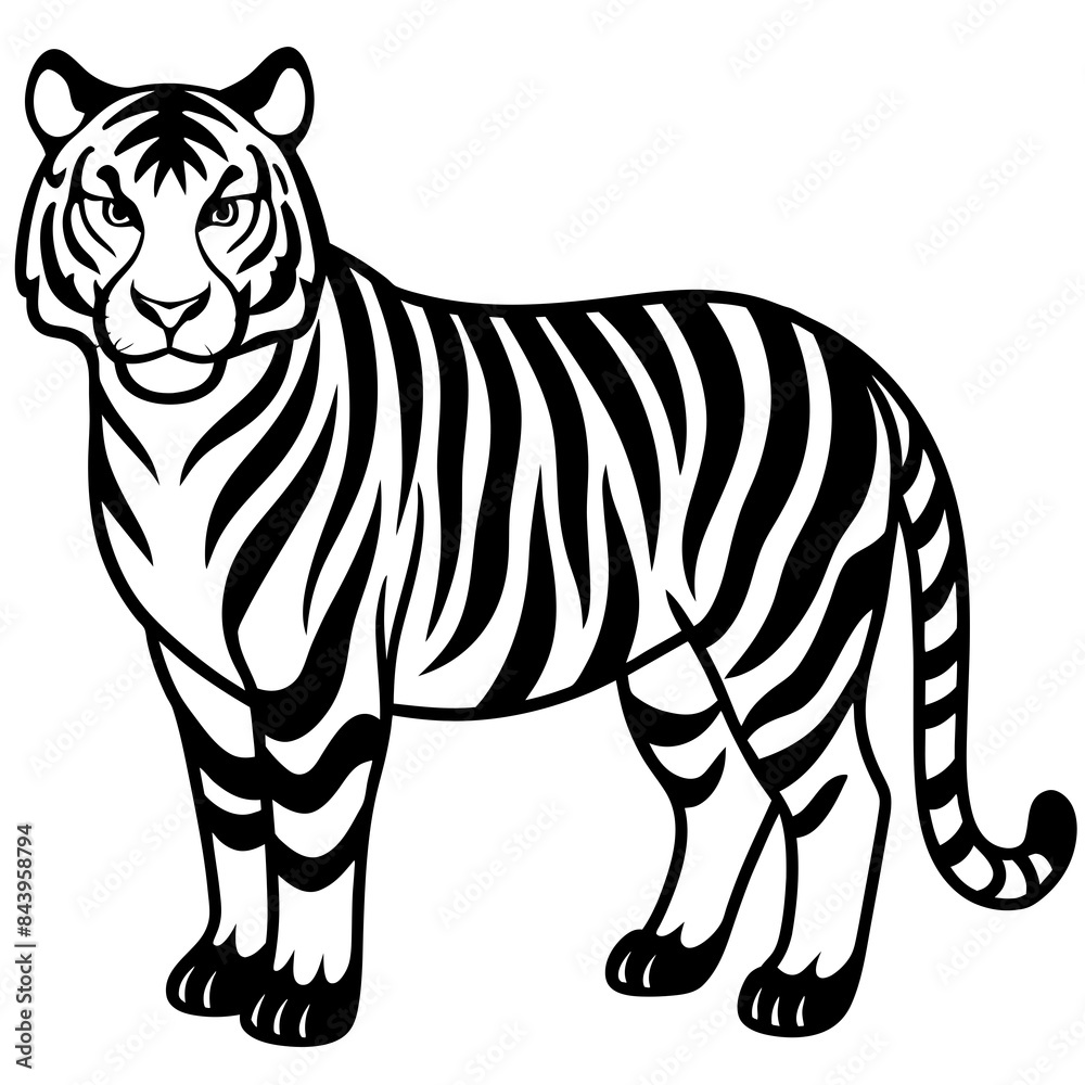Tiger vector silhouette on white background Tiger vector silhouette on white background