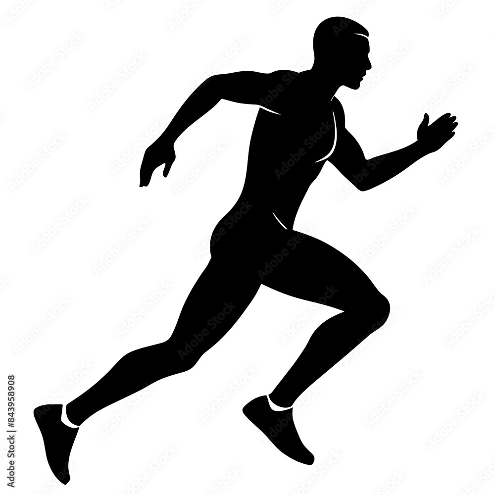 Running man vector silhouette on white background Running man vector silhouette on white background