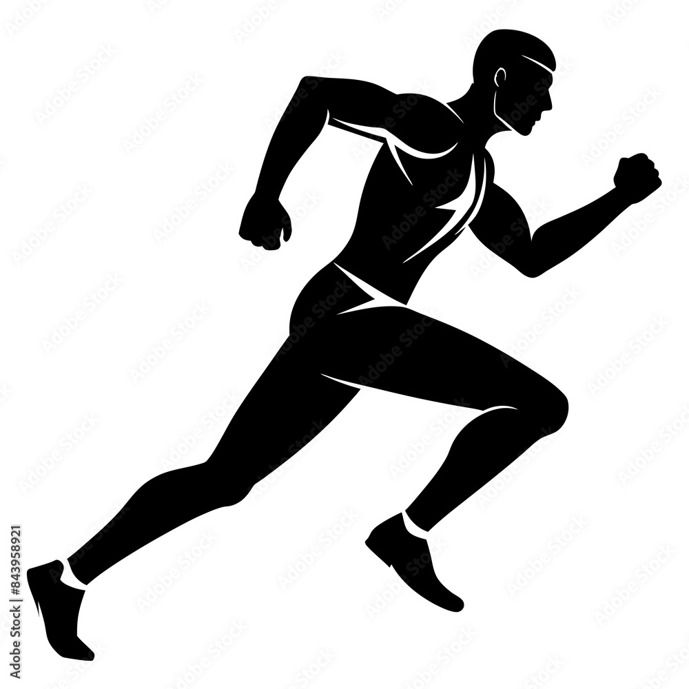 Running man vector silhouette on white background Running man vector silhouette on white background