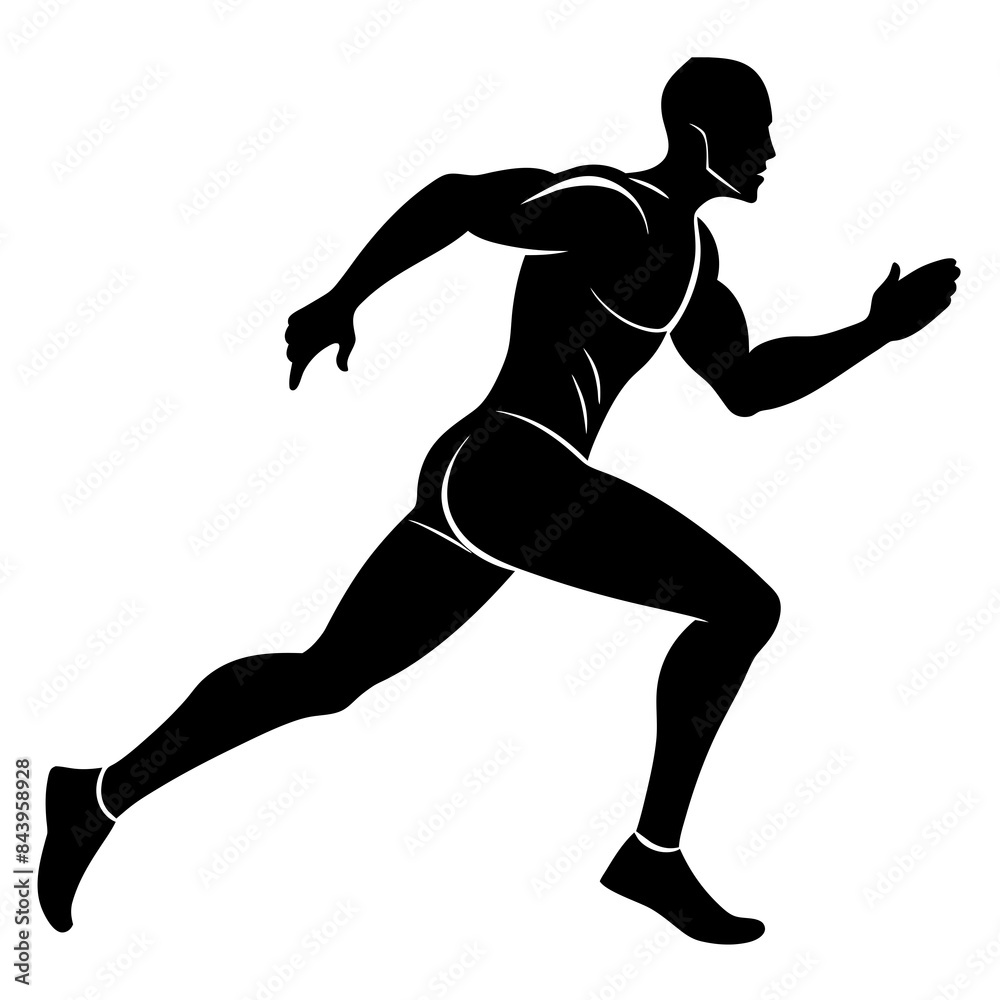 Running man vector silhouette on white background Running man vector silhouette on white background