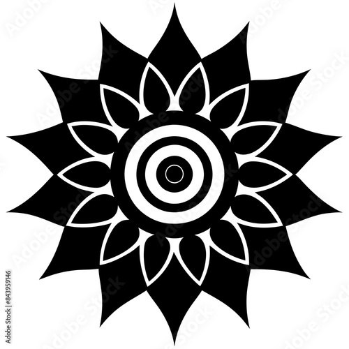 Islamic spiral vantage ornament in black color silhouette on a white background