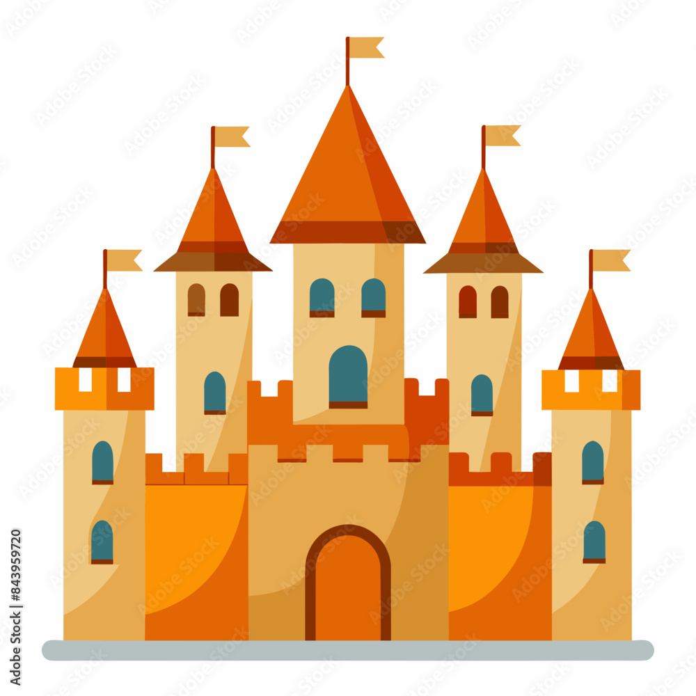 A detailed vector of a medieval castle with towers vector illustration A detailed vector of a medieval castle with towers vector illustration
