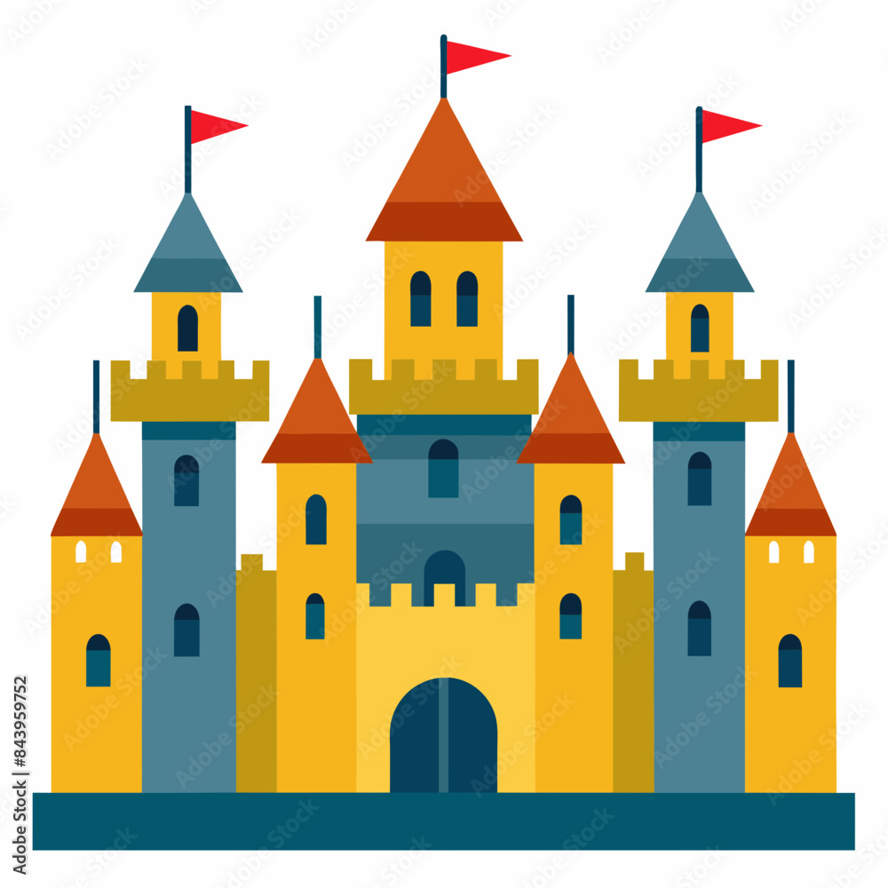 A detailed vector of a medieval castle with towers vector illustration 