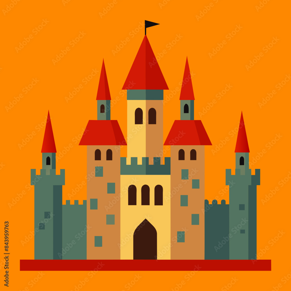 A detailed vector of a medieval castle with towers vector illustration A detailed vector of a medieval castle with towers vector illustration