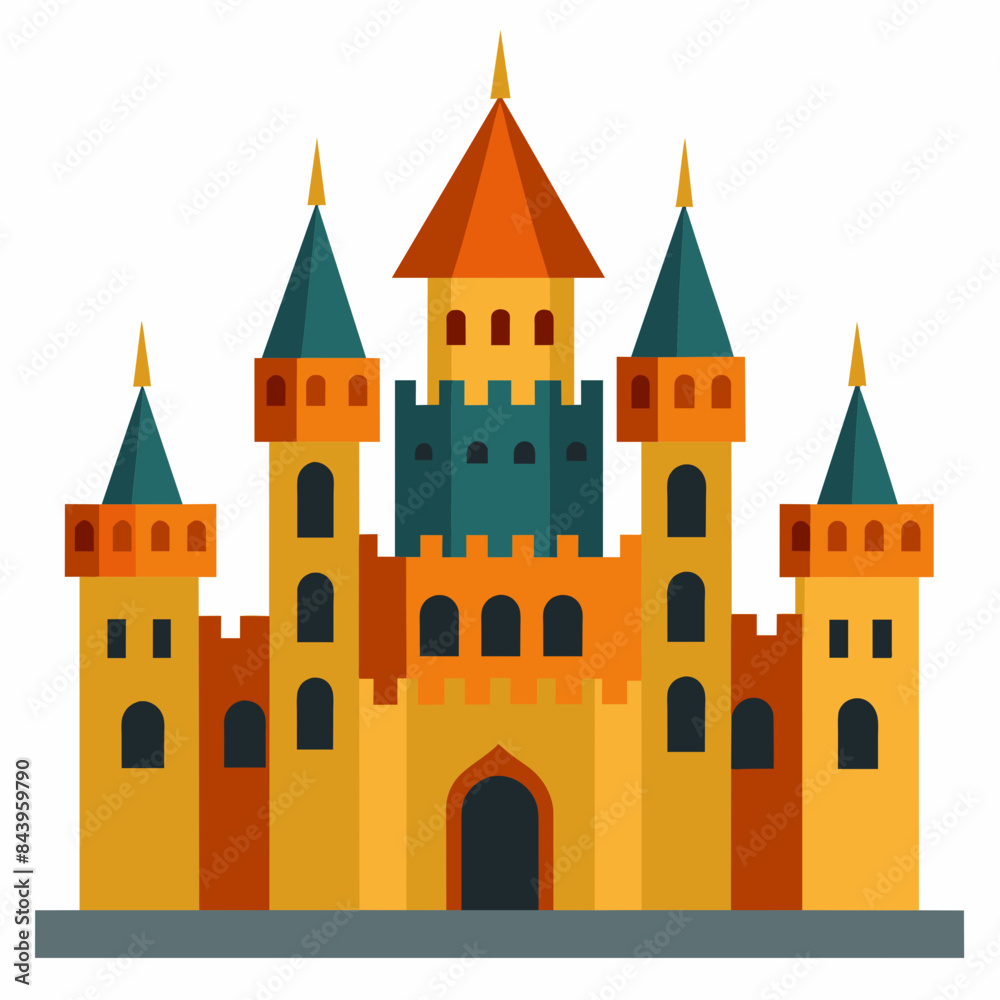 A detailed vector of a medieval castle with towers vector illustration 