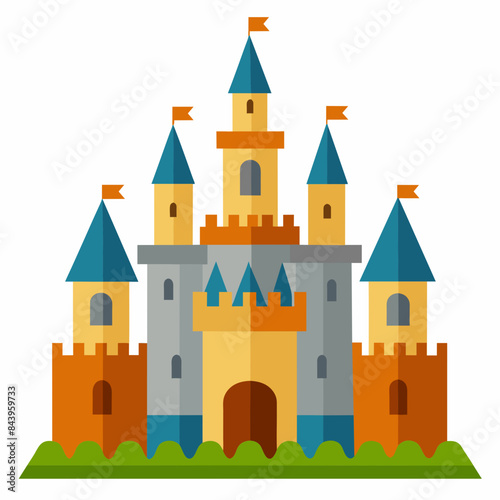 A detailed vector of a medieval castle with towers vector illustration 