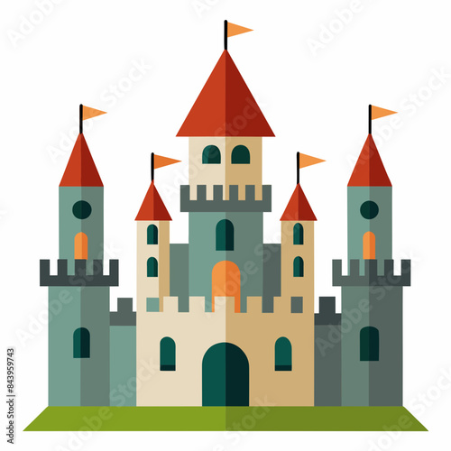 A detailed vector of a medieval castle with towers vector illustration 