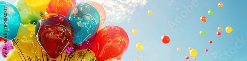 Vibrant summer carnival with colorful balloons and a clear sky, perfect for festive seasonal announcements.
