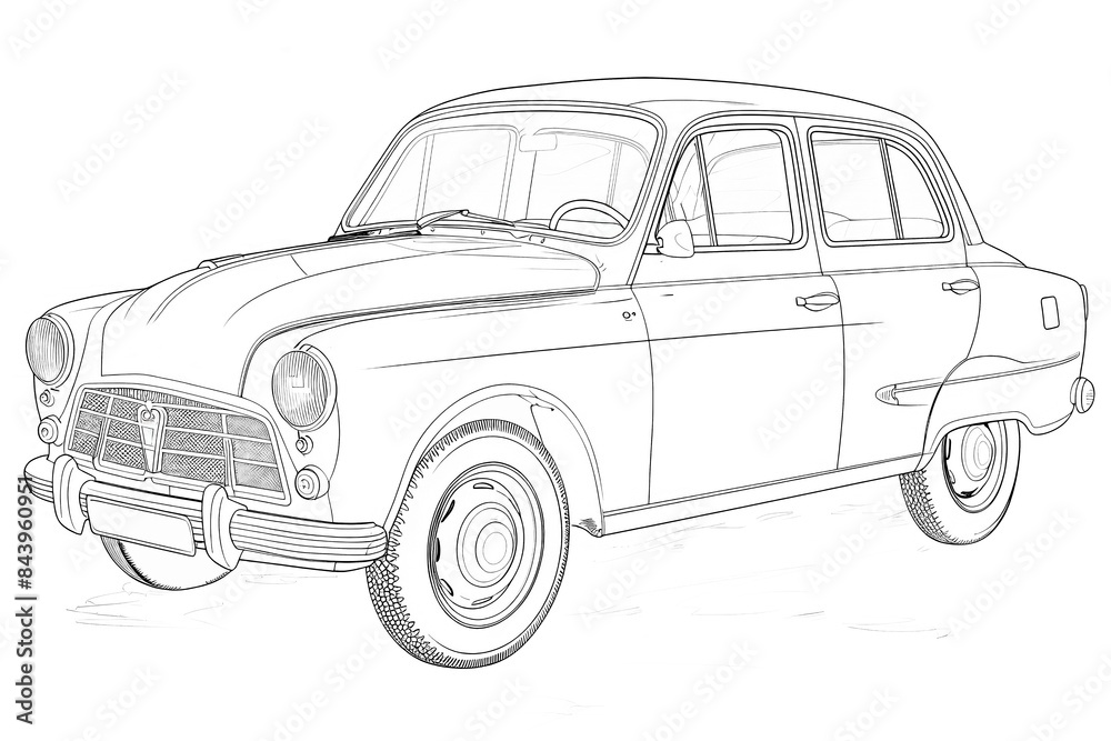 custom made wallpaper toronto digitalA car colouring page, illustrative style, black and white, bold lines, no shading, white background