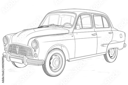Wallpaper Mural A car colouring page, illustrative style, black and white, bold lines, no shading, white background Torontodigital.ca