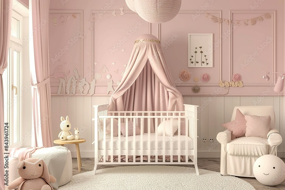 © kalyani - Cute baby room stylish interior with cot and little table © kalyani - Cute baby room stylish interior with cot and little table