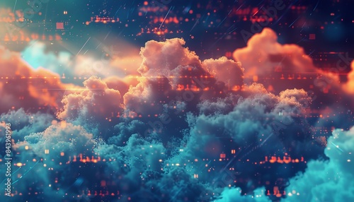 Abstract cosmic clouds with vibrant colors and a twinkling effect.