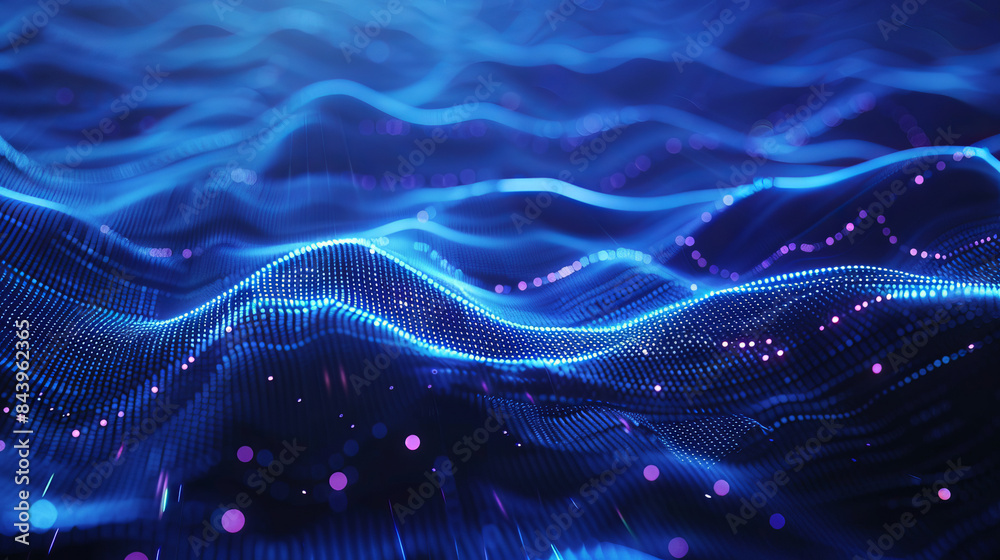 A digital 3D illustration of flowing waves made of blue and pink particles, set against a dark background. The dynamic and vibrant composition evokes a sense of motion and modernity A digital 3D illustration of flowing waves made of blue and pink particles, set against a dark background. The dynamic and vibrant composition evokes a sense of motion and modernity