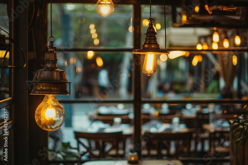 Electric lamp in a restaurant