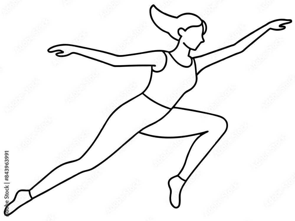 A single line drawing of a dancer in motion A single line drawing of a dancer in motion