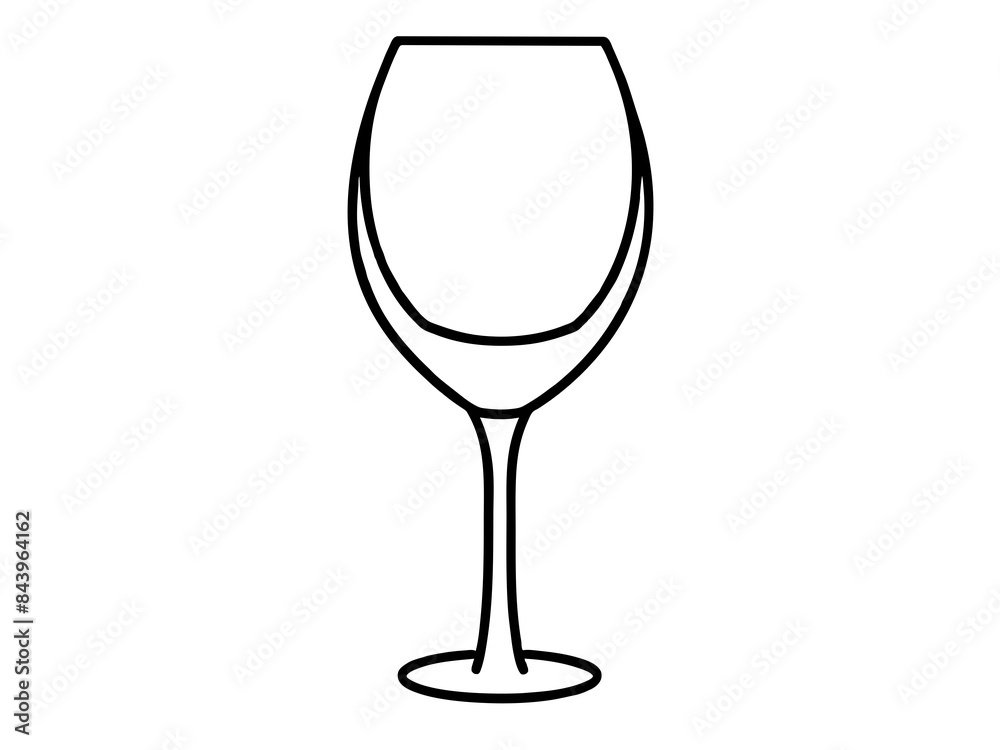 A minimalist line art of a wine glass A minimalist line art of a wine glass