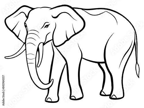 A majestic elephant with large tusks in line art style © Bendix
