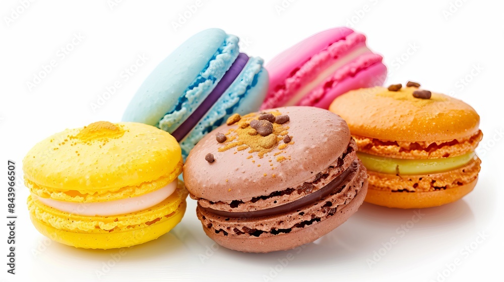 Colorful macarons with plain background