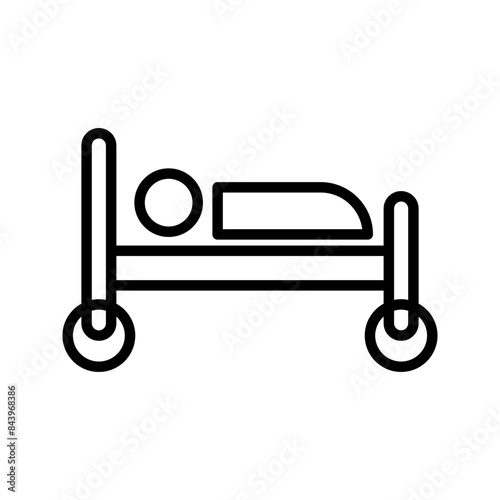 Hospital icon, black isolated icon with medical cross and person in bed symbols color editable