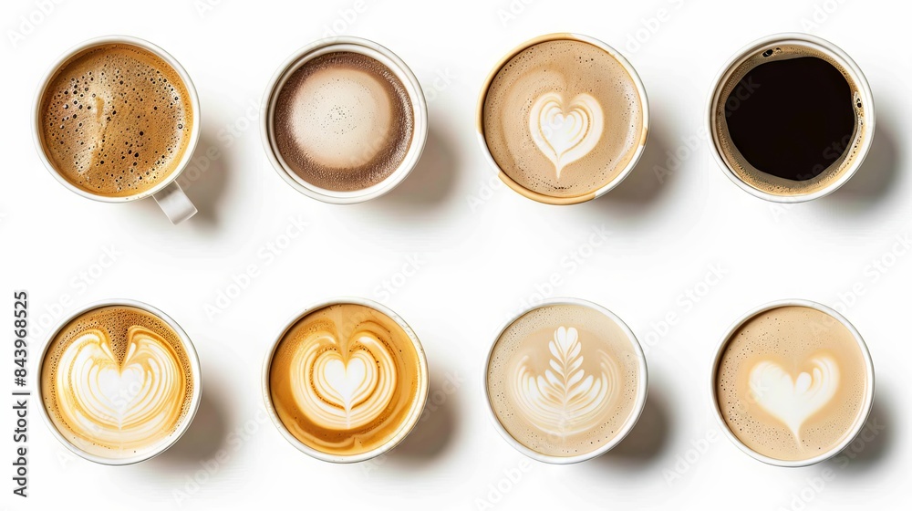 Cup of coffees from top view Cup of coffees from top view