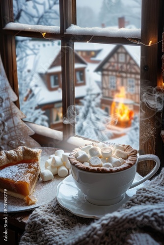 Cozy Winter Day with Hot Chocolate and Pie.