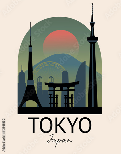Tokyo city travel poster