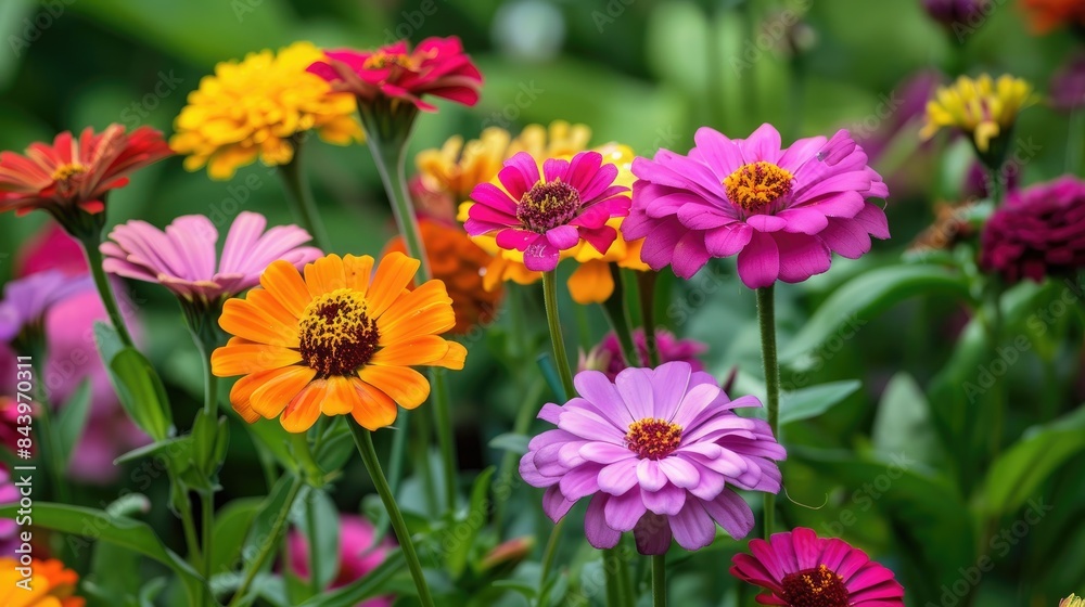 Vibrant summer garden flowers in close up Vibrant summer garden flowers in close up