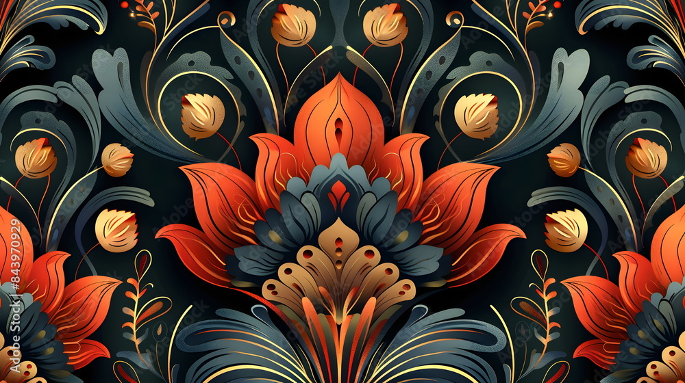 art deco pattern with peacock