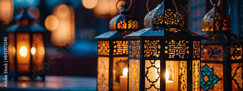 Exquisite Ramadan lanterns adding beauty to the background.