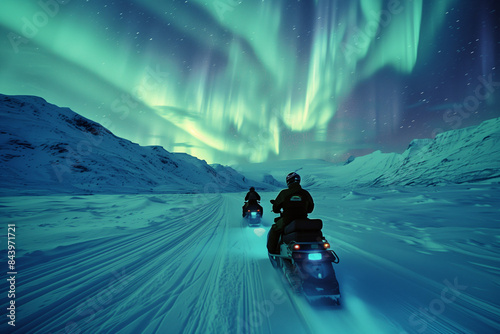 Arctic Adventure: Snowmobiling under Northern Lights in Scandinavia