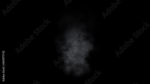 Video of medium sized smoke plume, steam or mist column rising into the air, 4k 30p with alpha channel for transparent background
