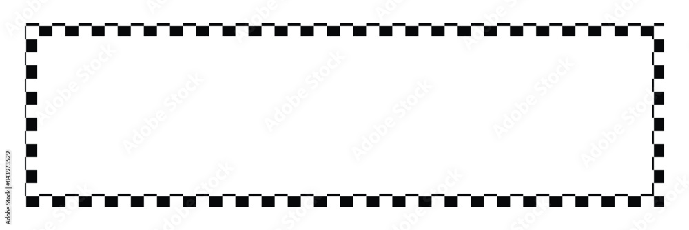 Obraz premium Square frame with checkered print. Rectangular vignette with checkerboard, rally flag or chess game pattern isolated on white background. 