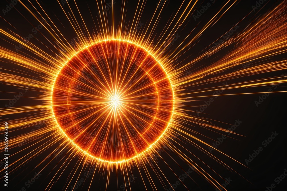 A dynamic sunburst pattern with radiating lines and vibrant colors