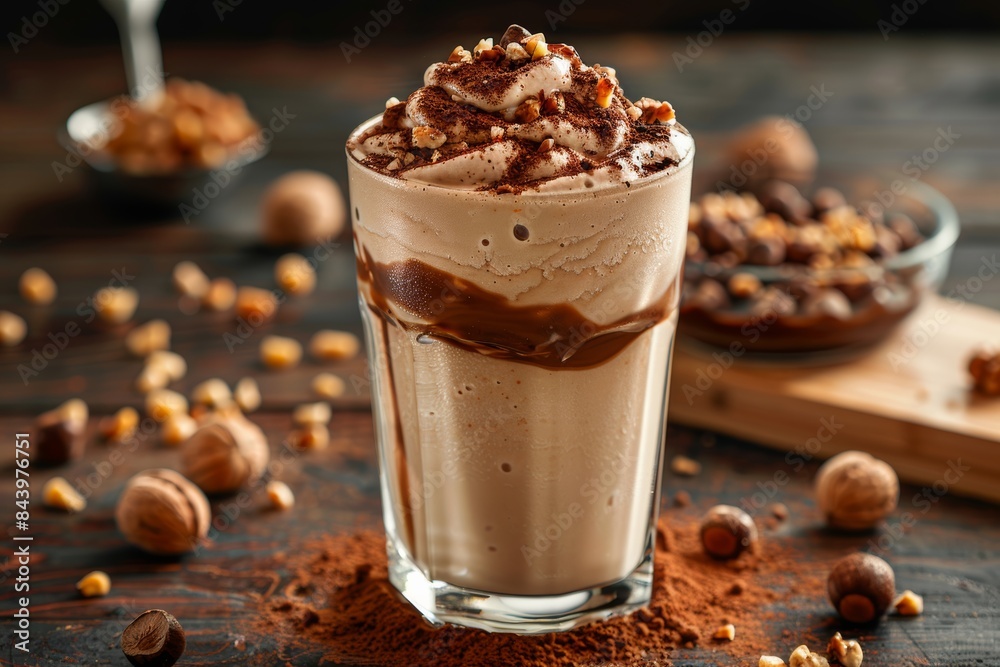 Hazelnut Milkshake With Chocolate Swirls Hazelnut Milkshake With Chocolate Swirls