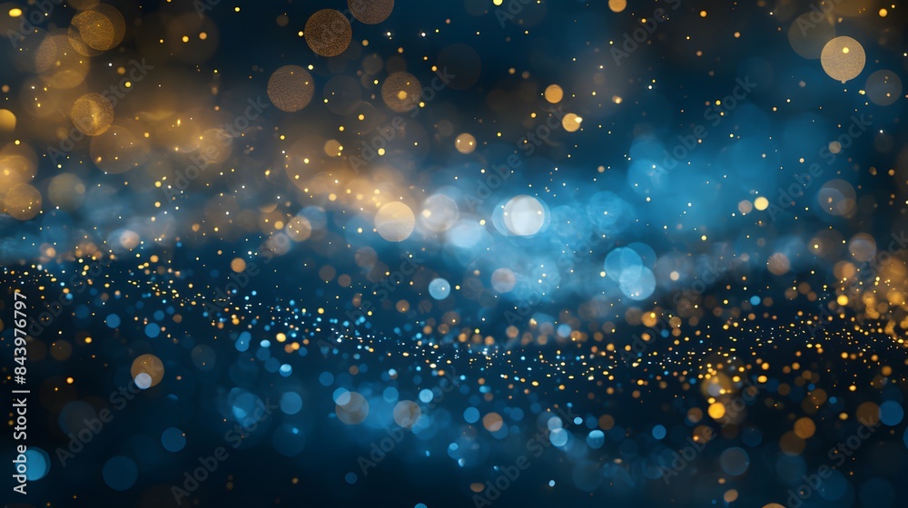 Blue and Gold Bokeh Lights on Dark Background Blue and Gold Bokeh Lights on Dark Background