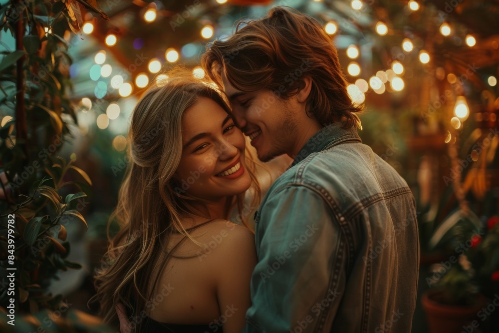 Couple Dancing Under String Lights Couple Dancing Under String Lights