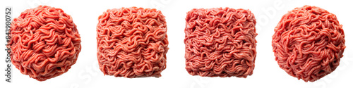Ground meat​​ top view on transparent background