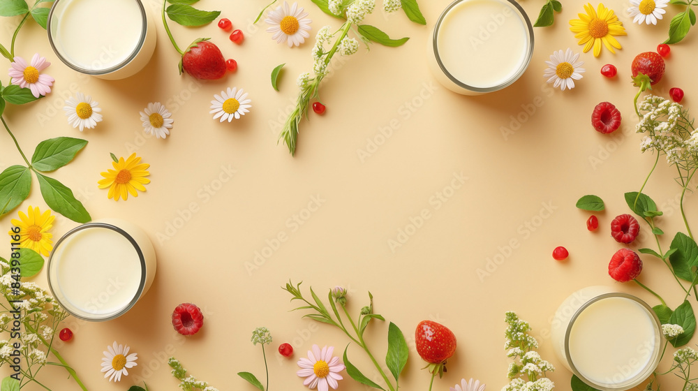 organic milk and yogurt ads, vibrant and fresh presentation organic milk and yogurt ads, vibrant and fresh presentation
