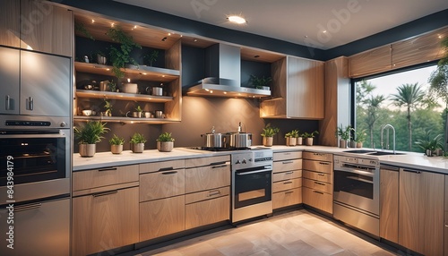 modern kitchen interior with kitchen