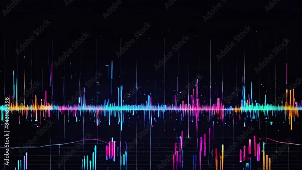 Digital audio Music equalizer seamless loop background Alpha matte audio wave or frequency digital animation effect 4K movement sound technology or audio recorders